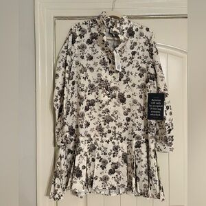 Tuckernuck Black and White Floral Long Sleeve Tate Dress